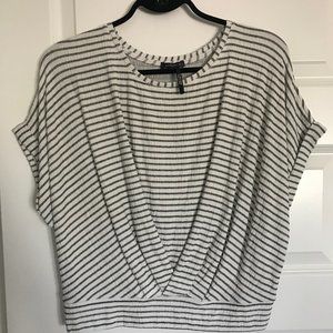 Striped Short Sleeve Pleated Top
